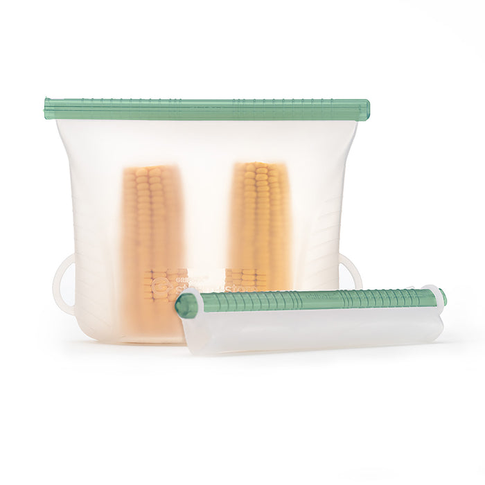 GRIPSTIC Reusable Silicone Steam + Store Bags - Microwave Safe Food Bags, Set of 3