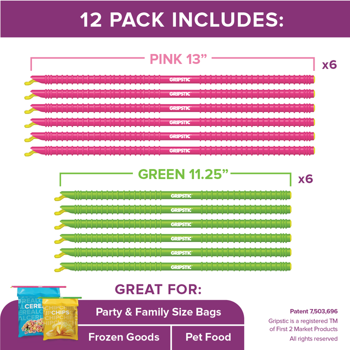 Bundle and Save - GRIPSTIC® Bag Sealer 12-Pack XLarge & 3pc Scrub Sponge Set