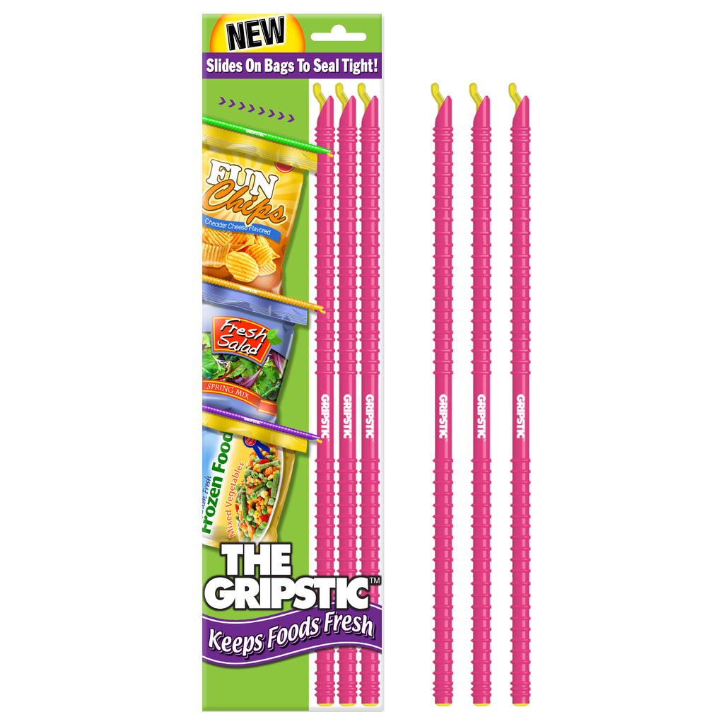 The Gripstic® Keeps Food Fresh 3pk Pink Sealing Rods