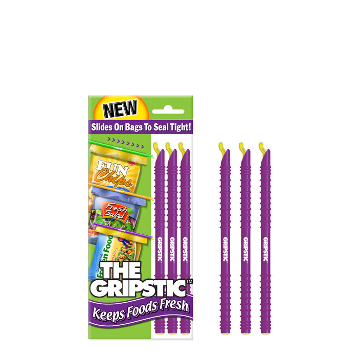 The Gripstic® Keeps Food Fresh 3pk Purple Sealing Rods