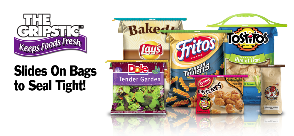 The Gripstic® Keeps Food Fresh Slides on Bags to Seal Tight Chip Clip Assorted Bags